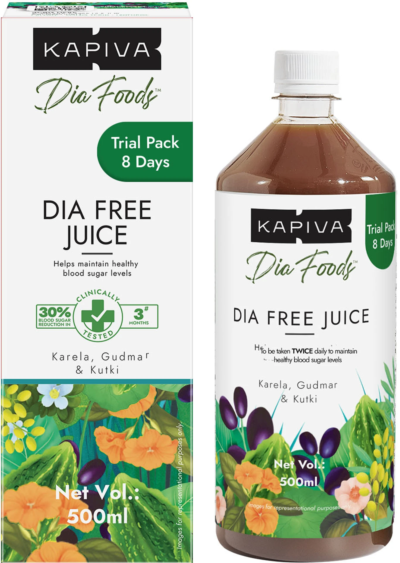 Kapiva Dia Free Juice - Controls Blood Sugar Levels, Lowers Bad Cholestrol